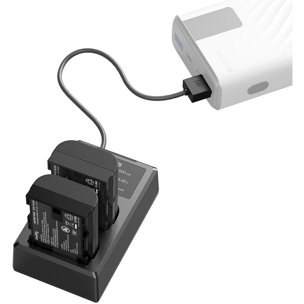 Batería SmallRig LP-E6NH kit con 2 y 2-bahías USB cargador - en uso
