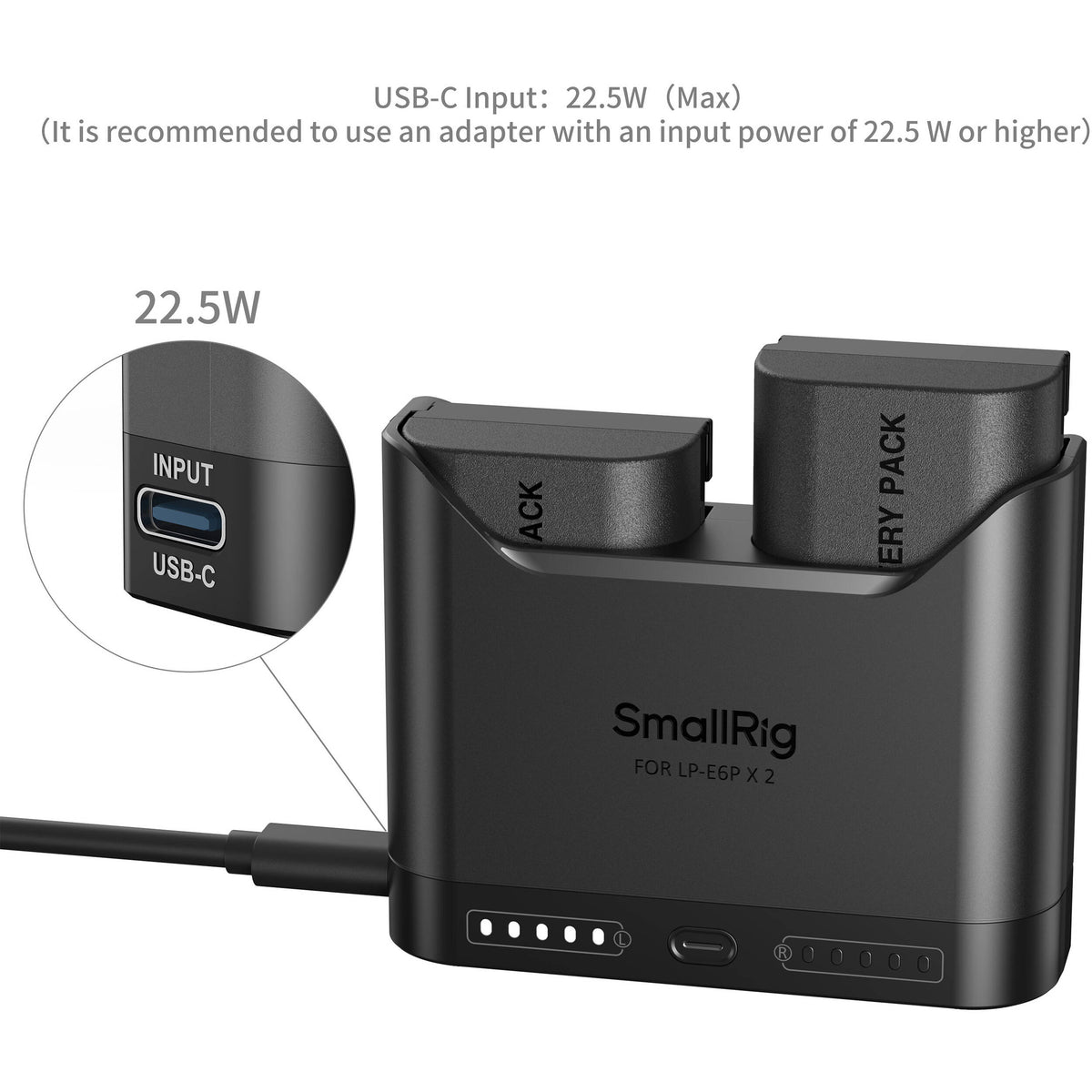 Batería SmallRig LP-E6P Camera cargador kit - vista trasera