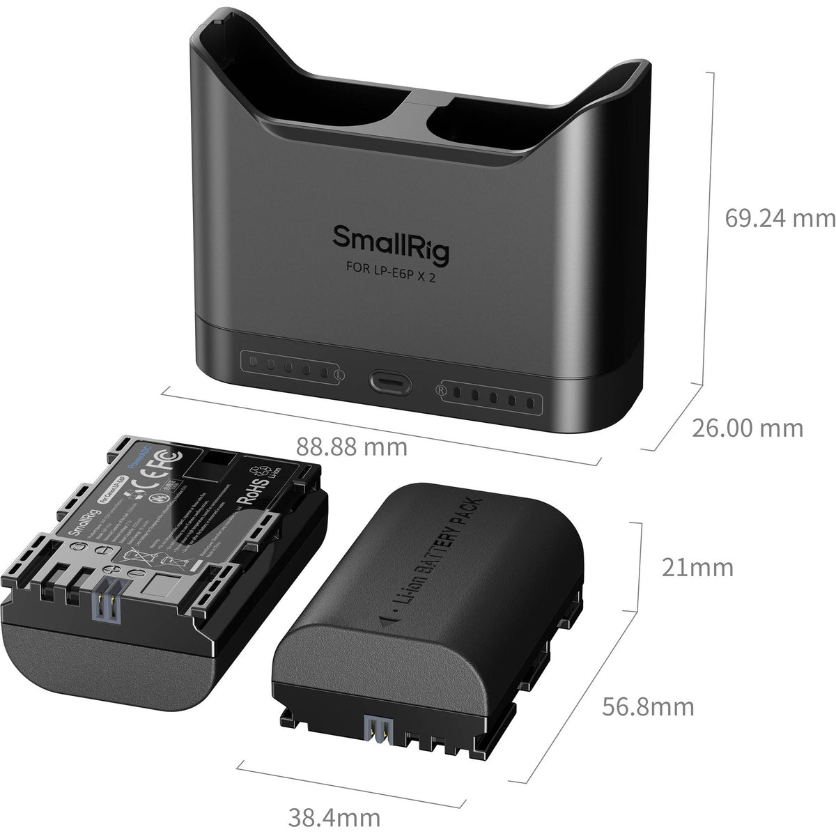 Batería SmallRig LP-E6P Camera cargador kit - contenido de la caja