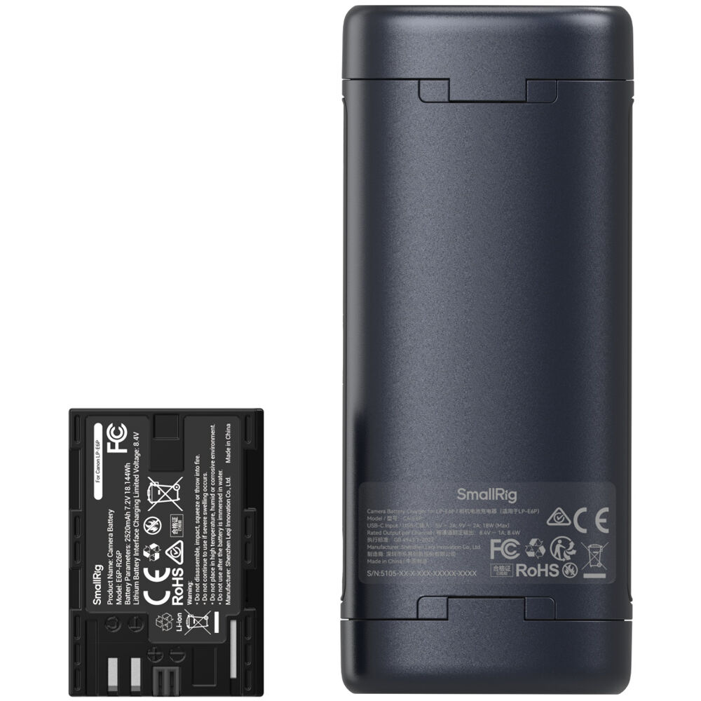 Batería SmallRig LP-E6P kit con 2 y portátil 2-bahías cargador Case - contenido de la caja
