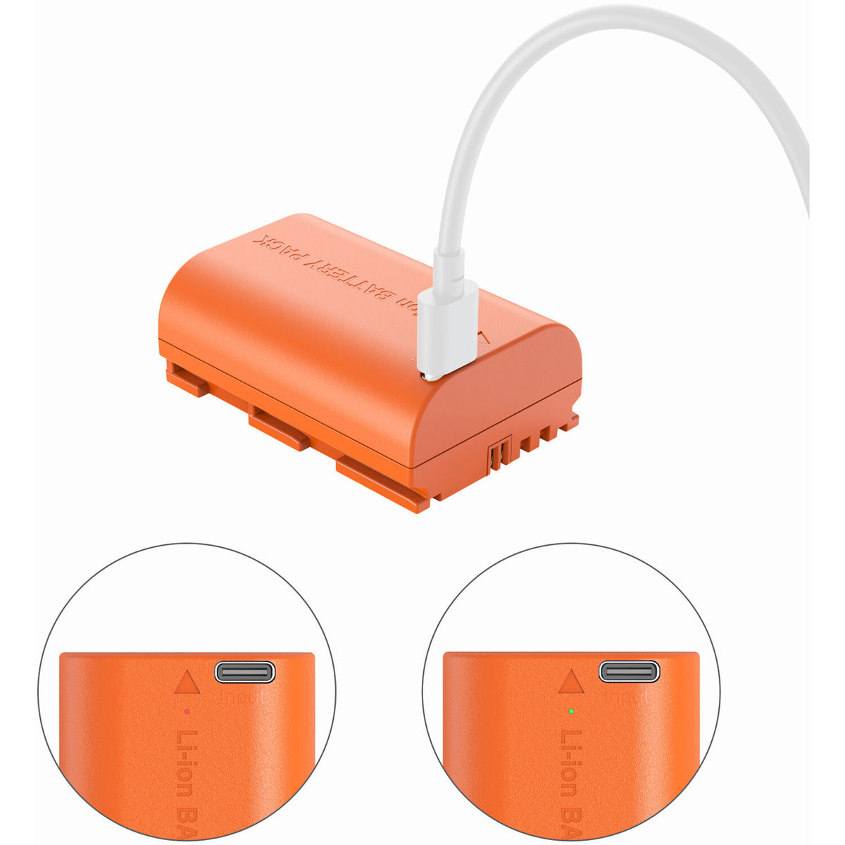 Batería SmallRig LP-E6P USB-C (2520mAh, Orange) - detalle