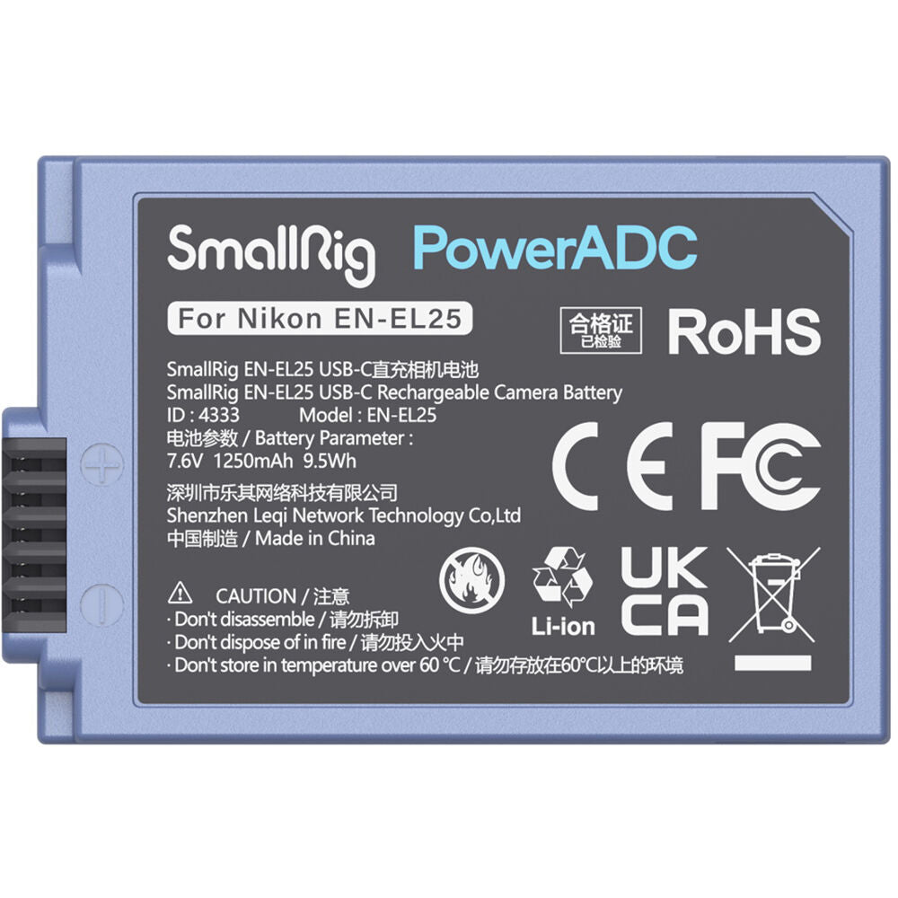 Batería SmallRig NP-EL25 USB-C (1250mAh, Azul) - vista frontal