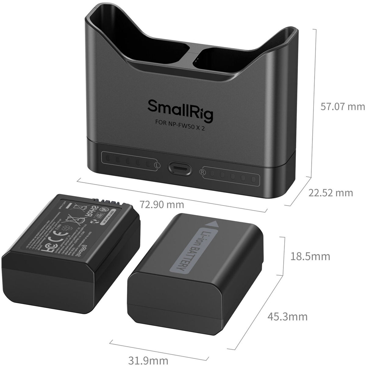 Batería SmallRig NP-FW50 Camera cargador kit - contenido de la caja