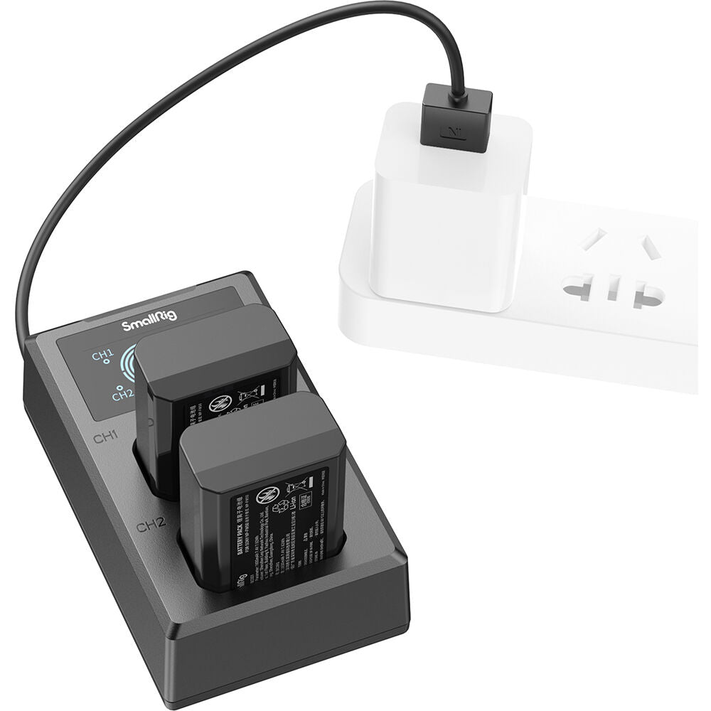 Batería SmallRig NP-FW50 kit con 2 y 2-bahías USB cargador - contenido de la caja