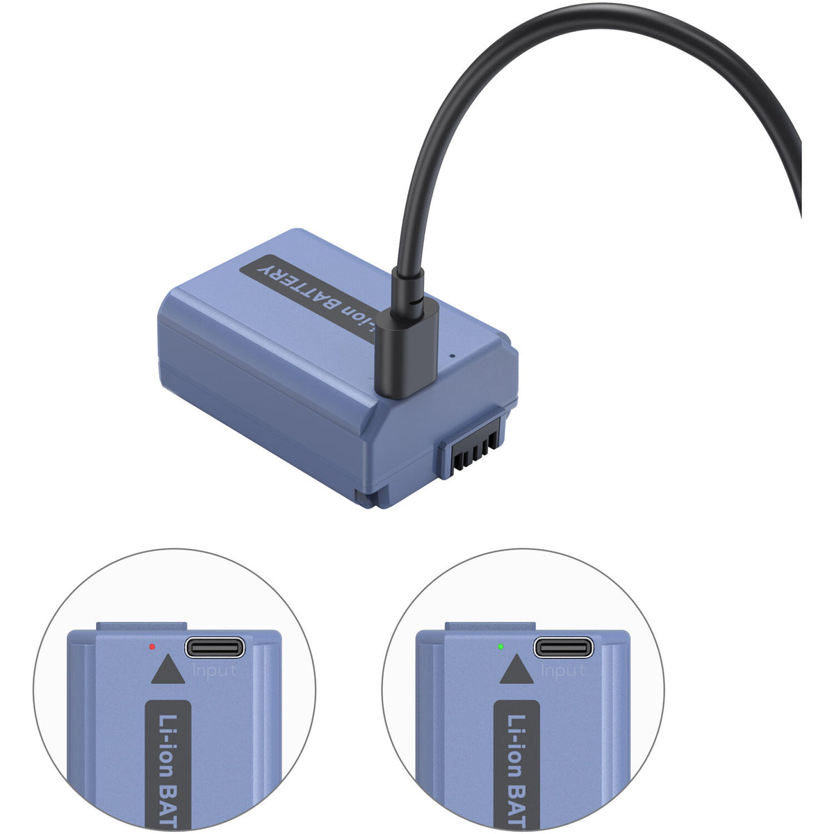 Batería SmallRig NP-FW50 USB-C (1030mAh, Azul) - detalle