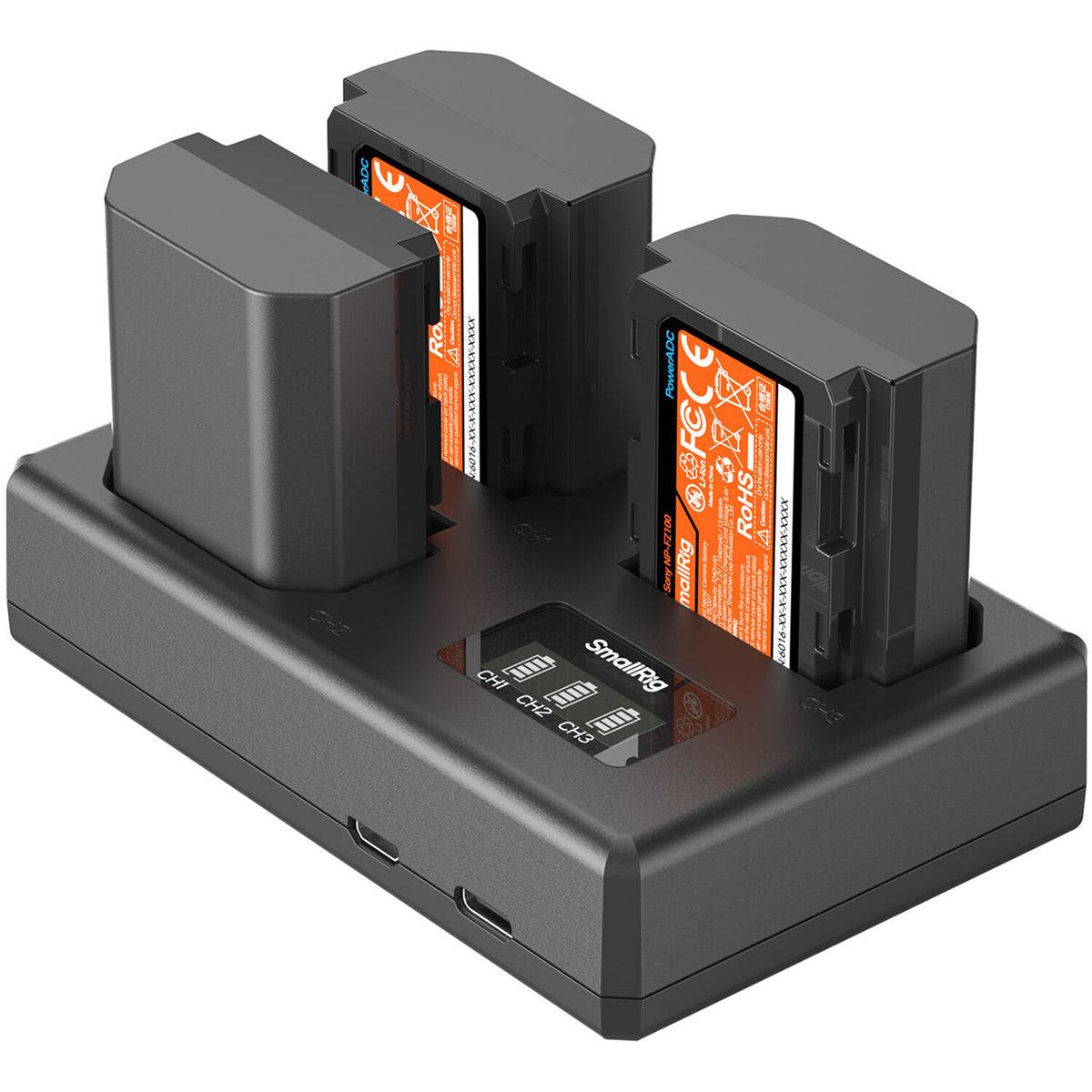 Batería SmallRig NP-FZ100 kit con 3 y portátil 3-bahías cargador - vista principal