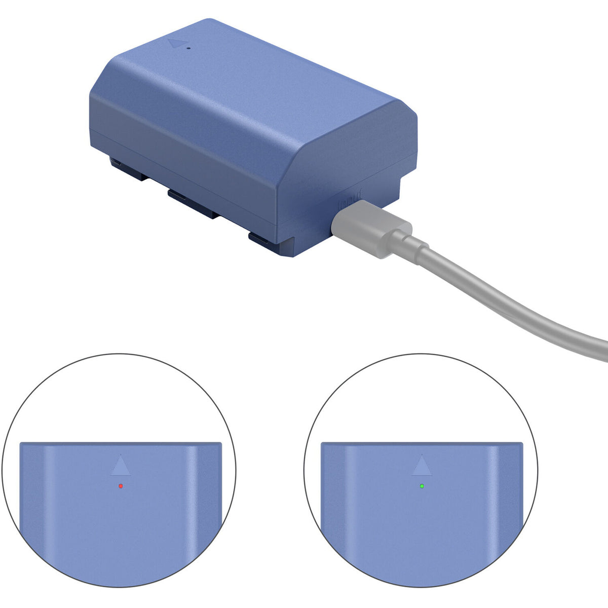 Batería SmallRig NP-FZ100 USB-C (2400mAh, Azul) - puertos y conexiones