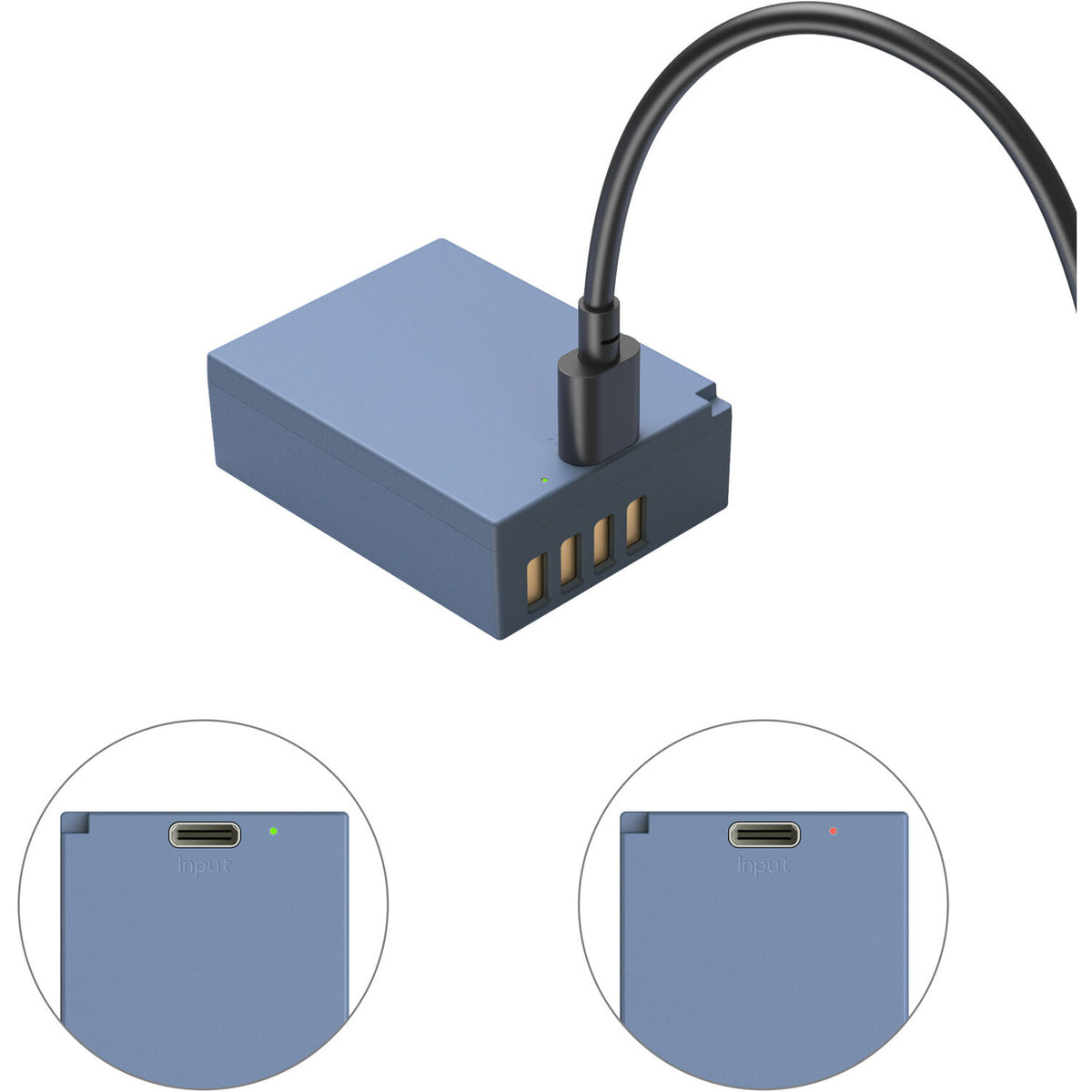 Batería SmallRig NP-W126S USB-C Camera (Azul) - puertos y conexiones