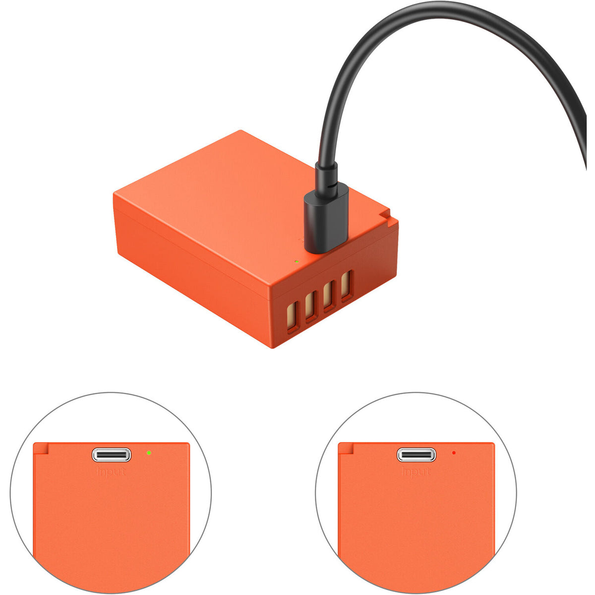Batería SmallRig NP-W126S USB-C Camera (Orange) - puertos y conexiones