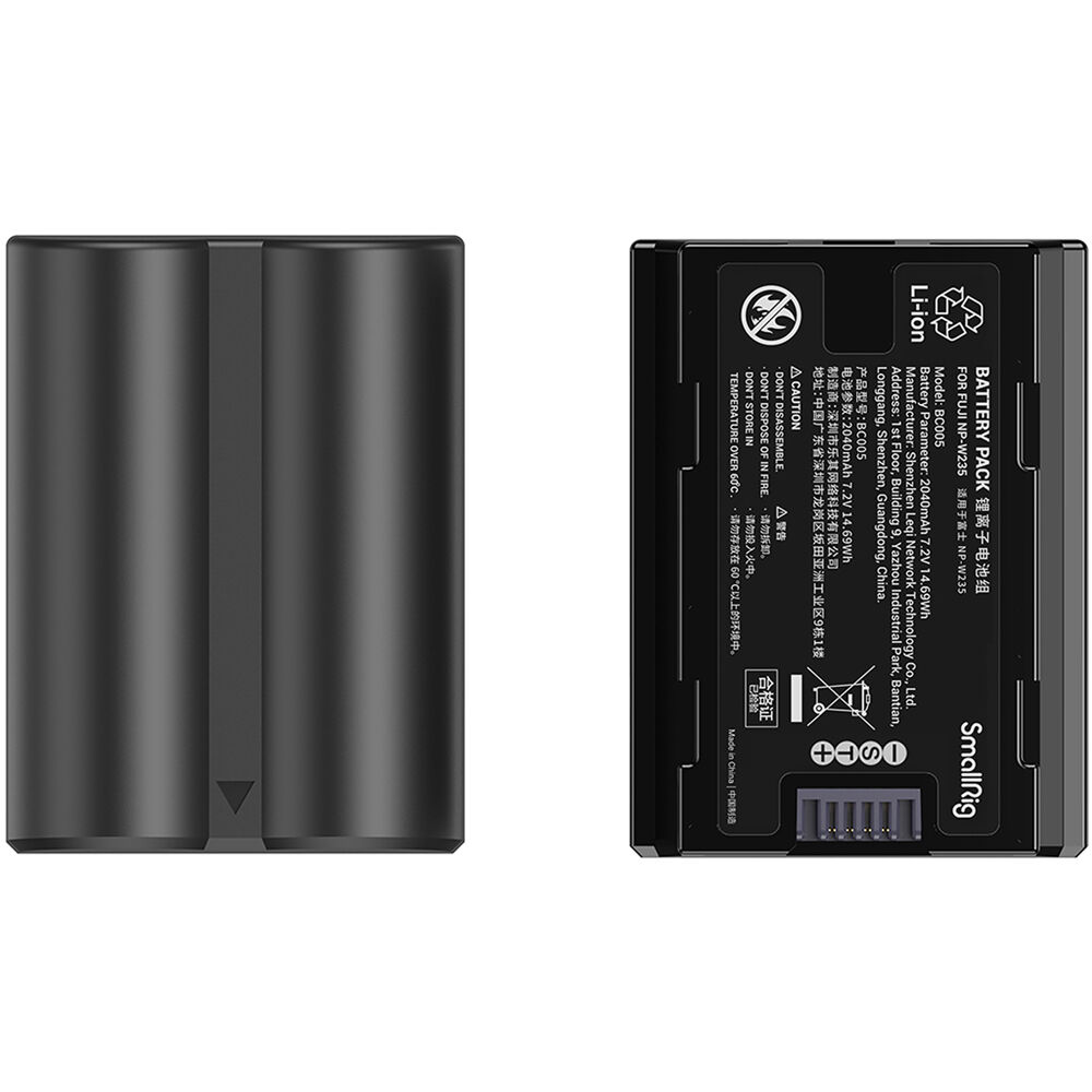 Batería SmallRig NP-W235 kit con 2 y 2-bahías USB cargador - vista lateral