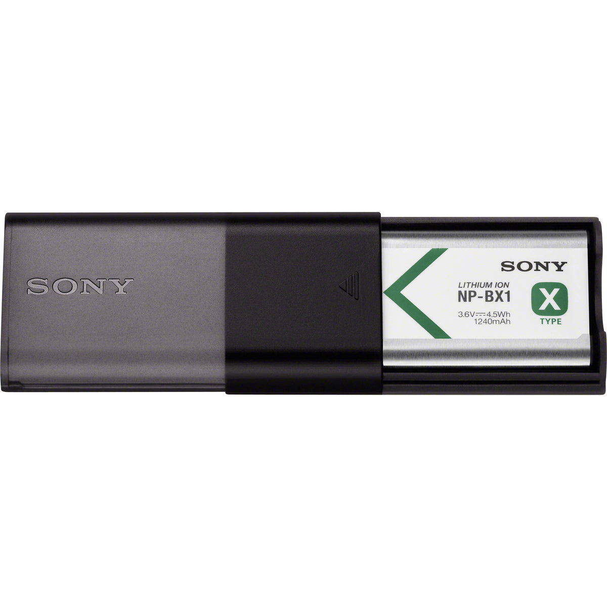 Batería Sony con cargador de viaje para NP-BX1 - vista lateral