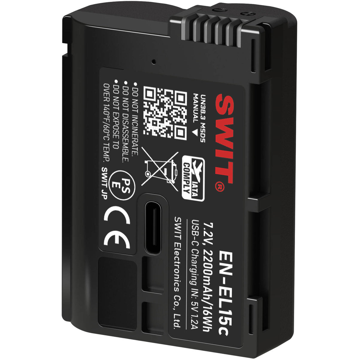 Batería SWIT PowerCell EN-EL15c USB-C para Select Nikon Cameras (2200mAh) - vista frontal