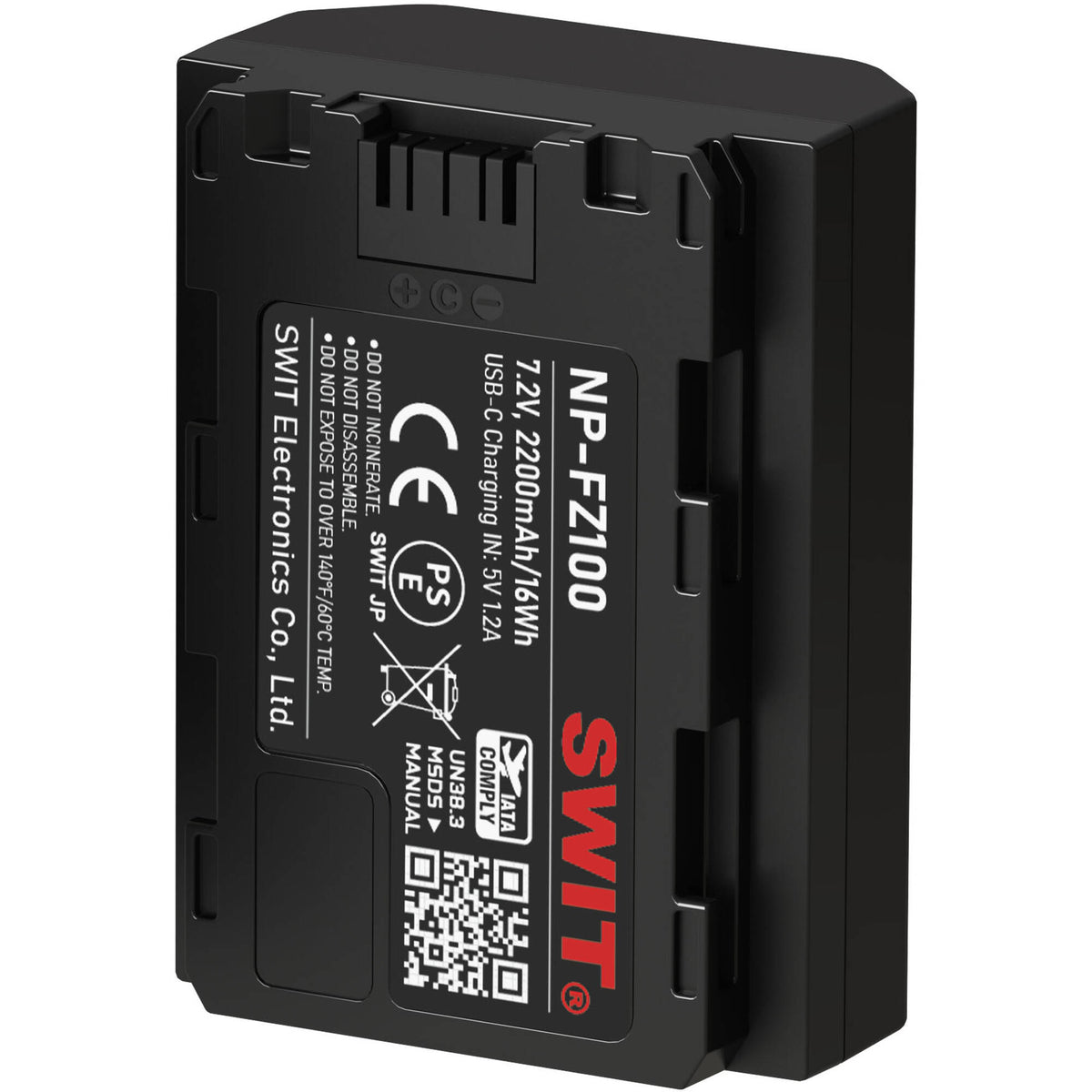 Batería SWIT PowerCell NP-FZ100 USB-C para Select Sony Cameras (2200mAh) - vista frontal