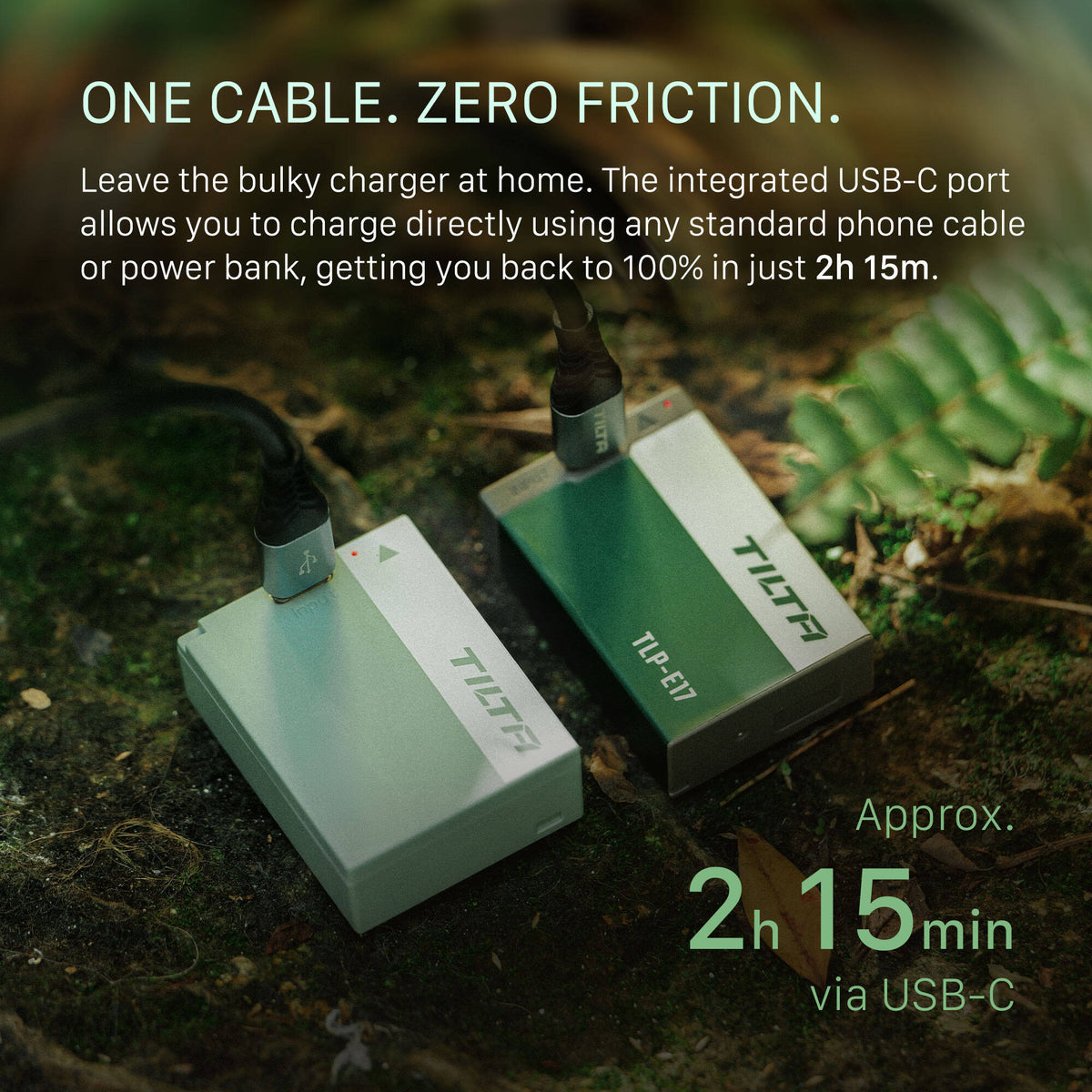 Batería Tilta LP-E17 USB-C (950mAh, Forest Green) - en uso
