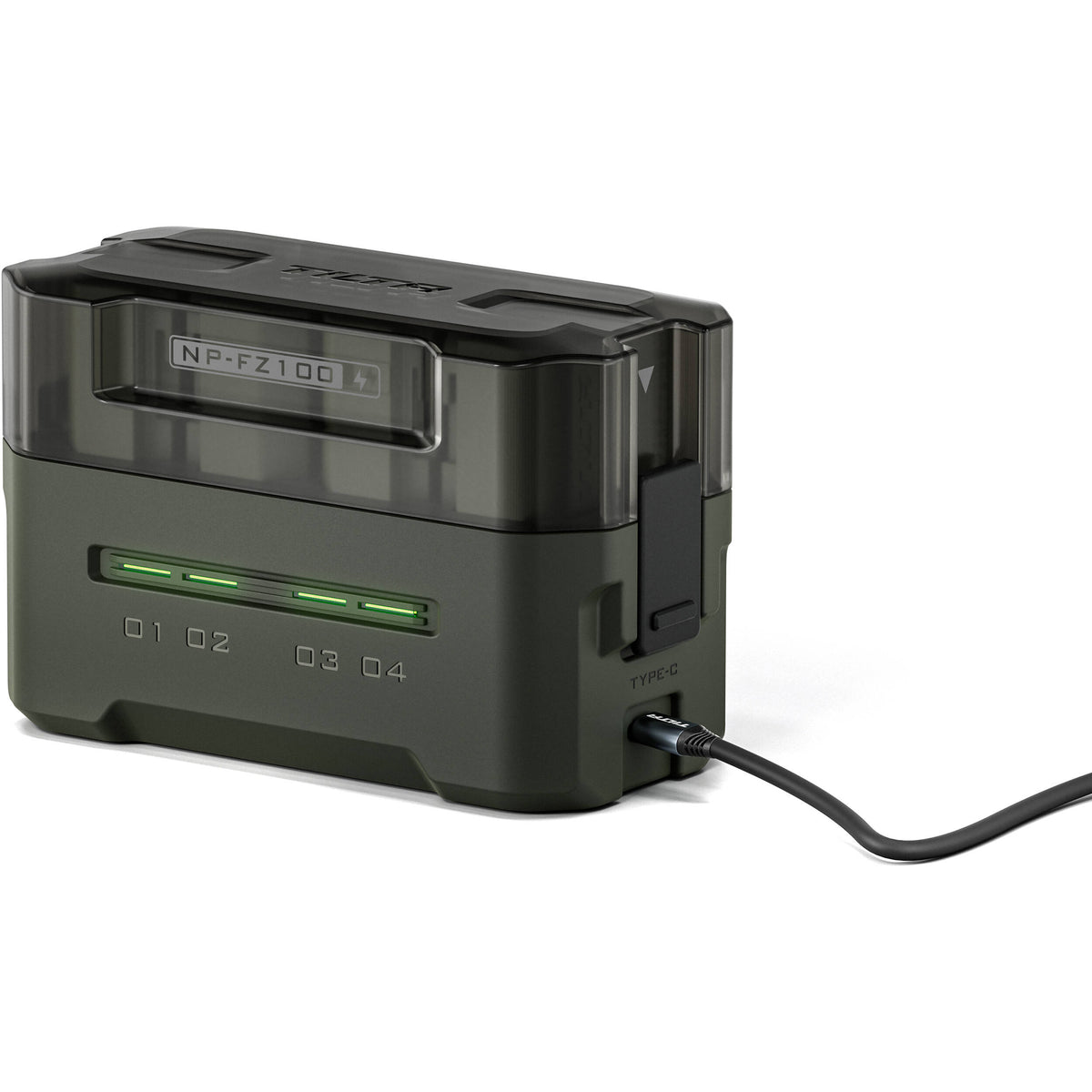 Batería Tilta NP-FZ100 kit con 4 y 4-bahías USB cargador (Green) - vista trasera