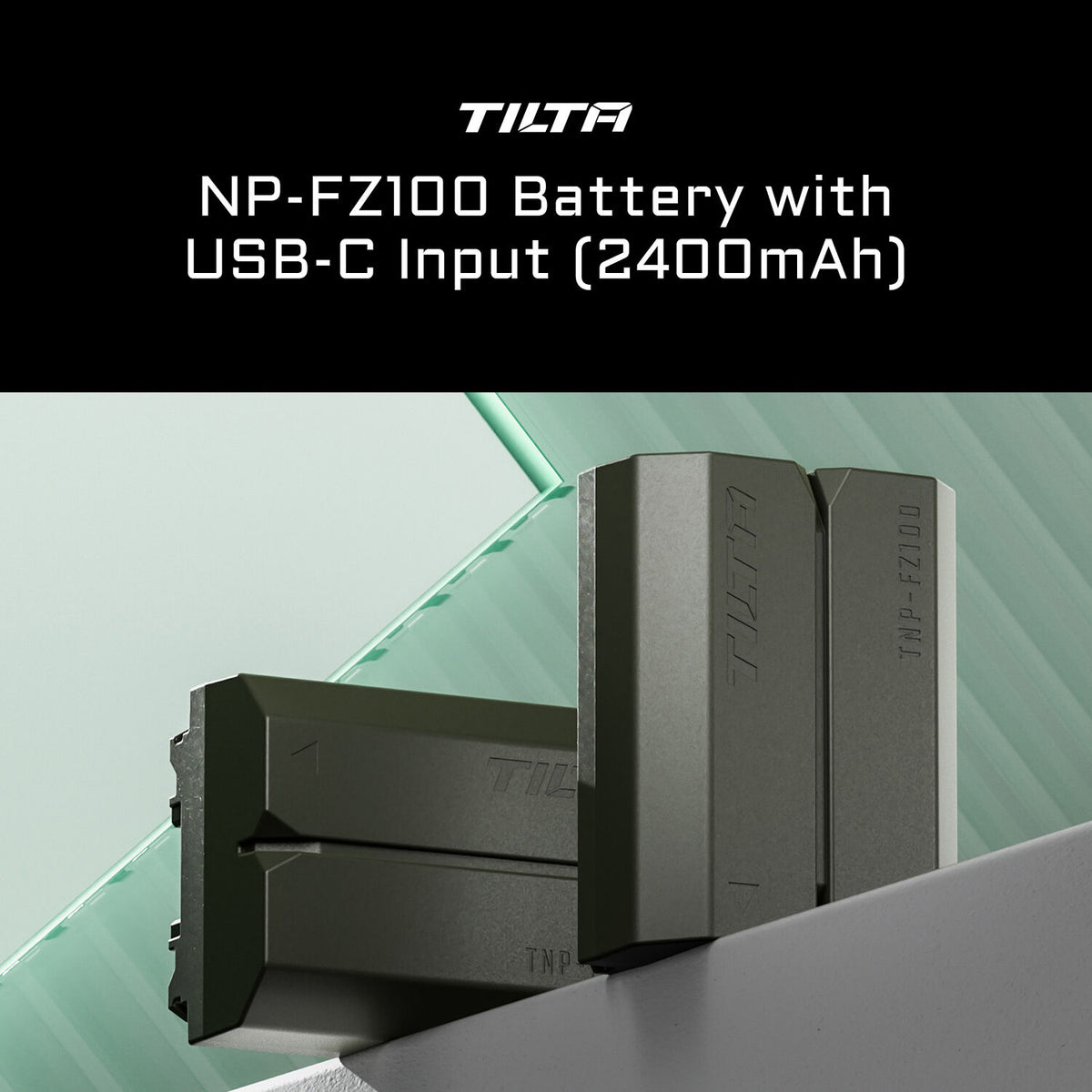 Batería Tilta NP-FZ100 USB-C (2400mAh, Green) - en uso