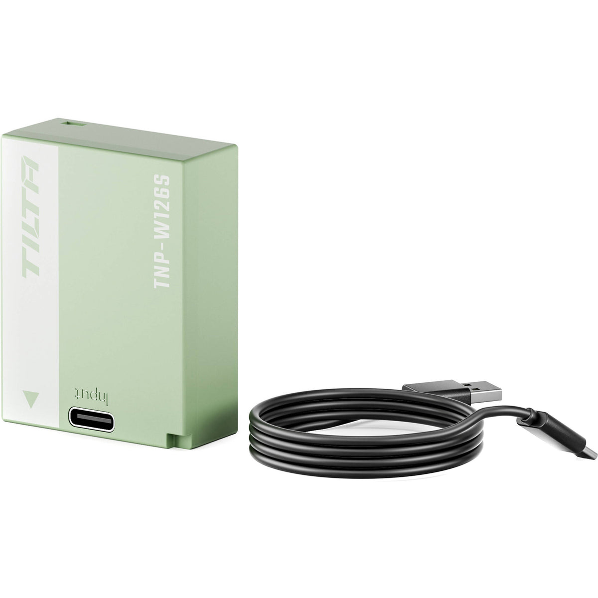 Batería Tilta NP-W126S con USB-C Input (1050mAh, Ash Verde) - vista lateral