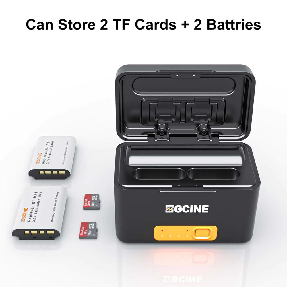Batería ZGCINE Charging Case para Sony NP-BX1 con Two 1450mAh - vista frontal