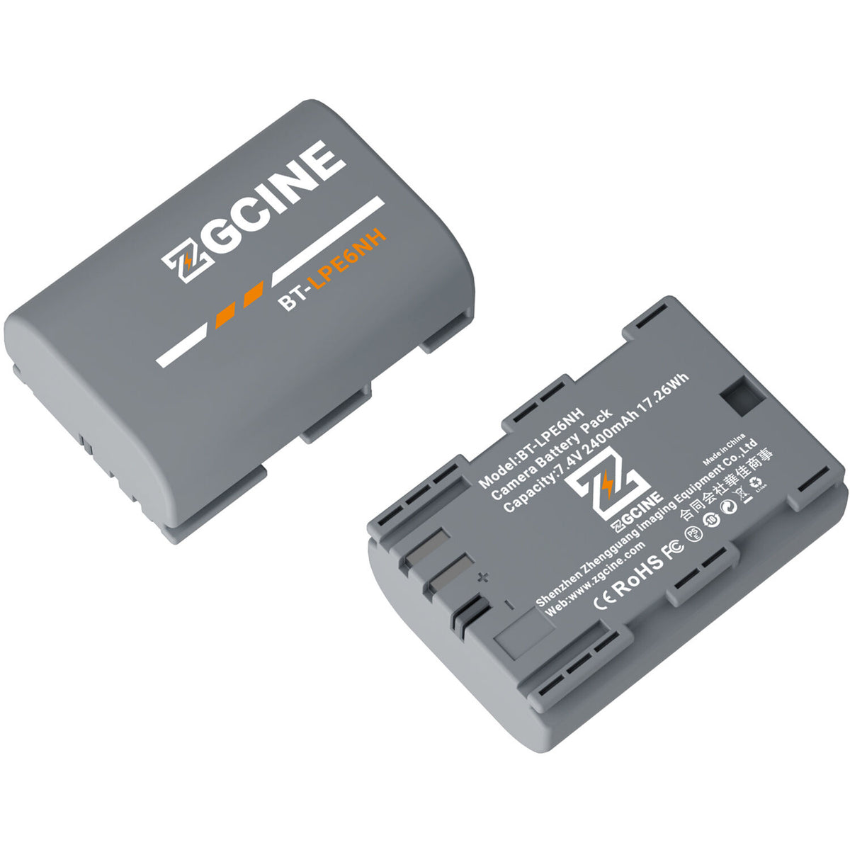 Batería ZGCINE LP-E6NH Camera (2400mAh) - vista trasera