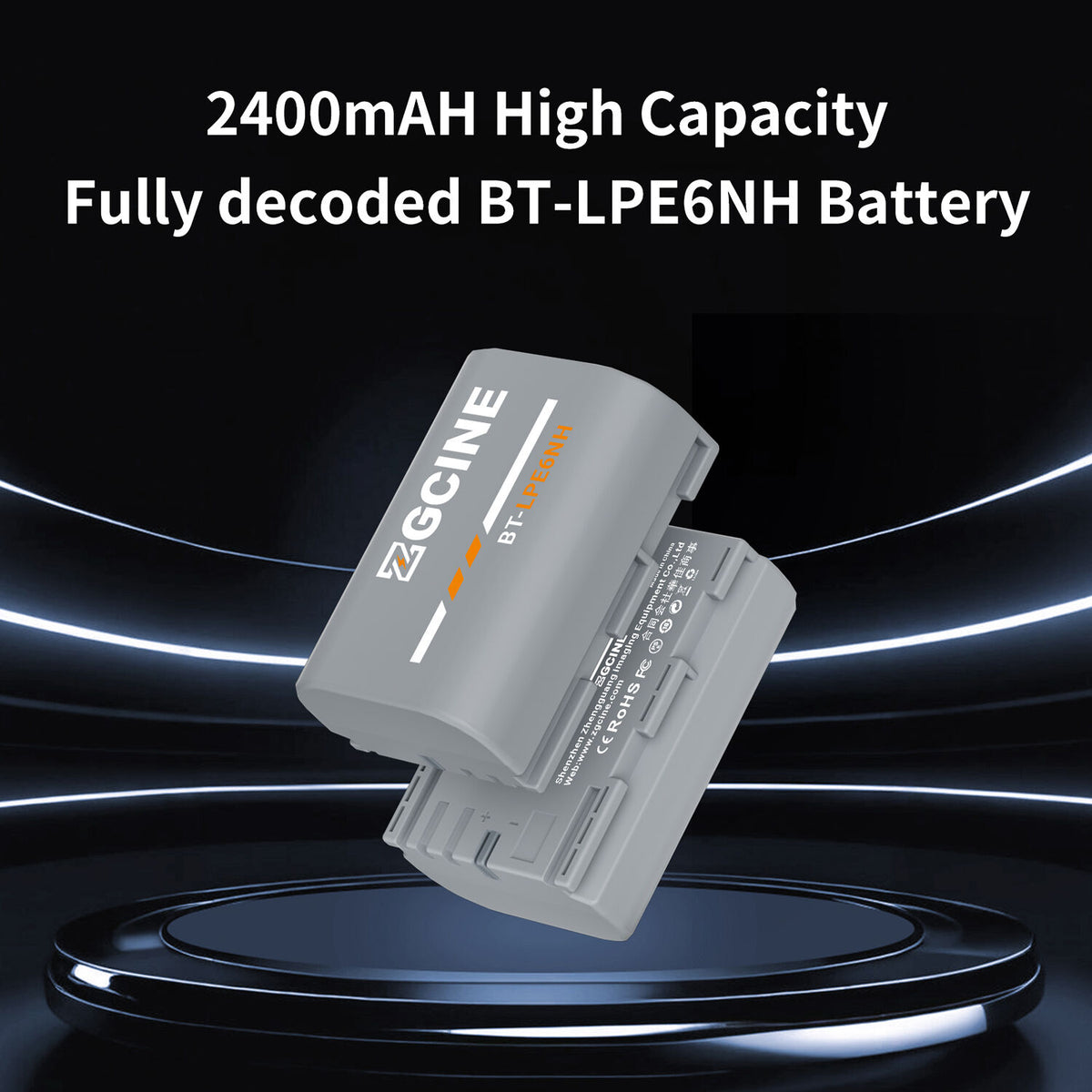 Batería ZGCINE LP-E6NH Camera (2400mAh) - vista lateral