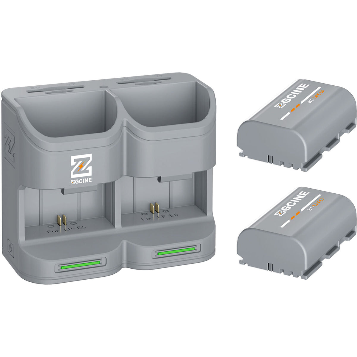 Batería ZGCINE Travel Charging Case kit con 2 LP-E6P (2600mAh, Gris) - vista principal