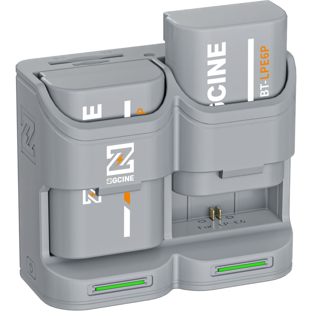 Batería ZGCINE Travel Charging Case kit con 2 LP-E6P (2600mAh, Gris) - vista trasera