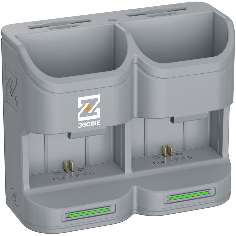 Batería ZGCINE Travel Charging Case kit con 2 LP-E6P (2600mAh, Gris) - vista lateral