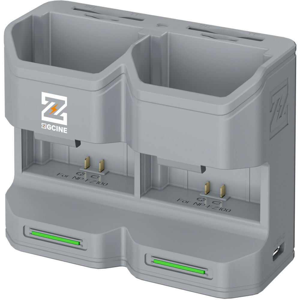 Batería ZGCINE Travel Charging Case kit con 2 NP-FZ100 (2600mAh, Gris) - vista lateral