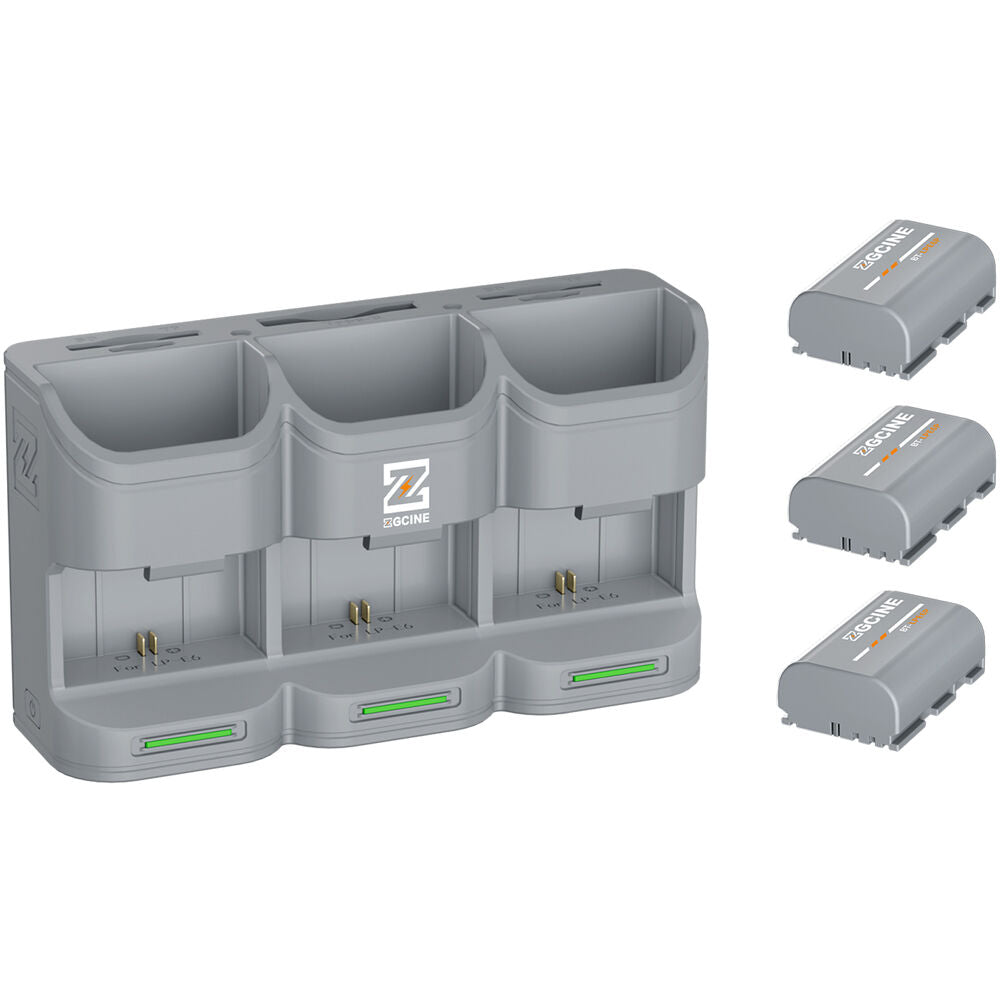 Batería ZGCINE Travel Charging Case kit con 3 LP-E6P (2600mAh, Gris) - vista principal