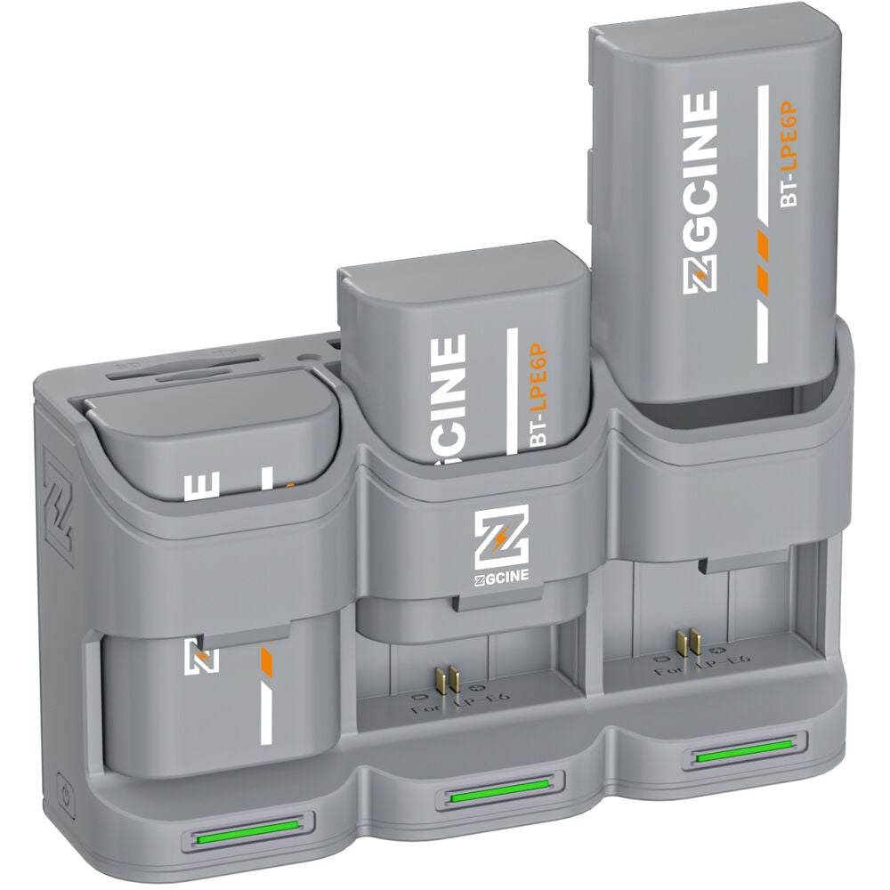 Batería ZGCINE Travel Charging Case kit con 3 LP-E6P (2600mAh, Gris) - vista trasera