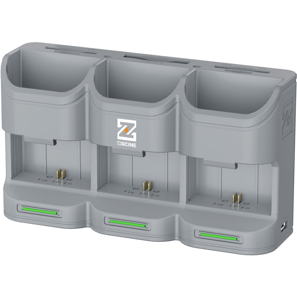 Batería ZGCINE Travel Charging Case kit con 3 LP-E6P (2600mAh, Gris) - puertos y conexiones