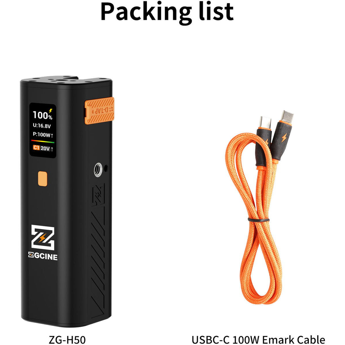 Batería ZGCINE ZG-H50 Mini de empuñadura Handle - vista trasera