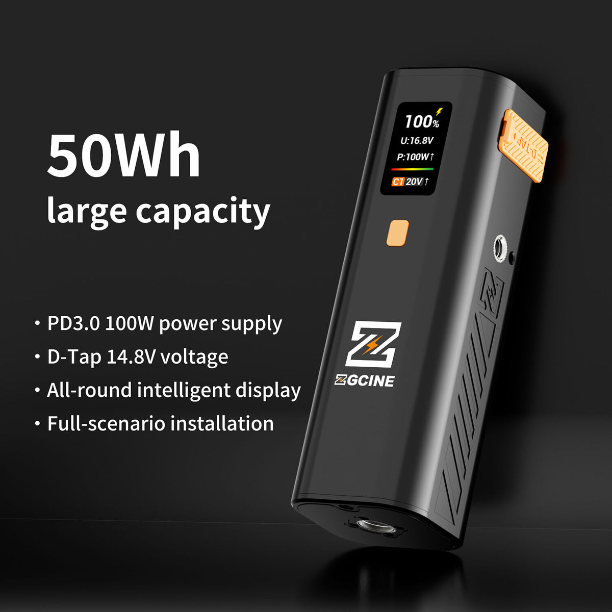 Batería ZGCINE ZG-H50 Mini de empuñadura Handle - puertos y conexiones