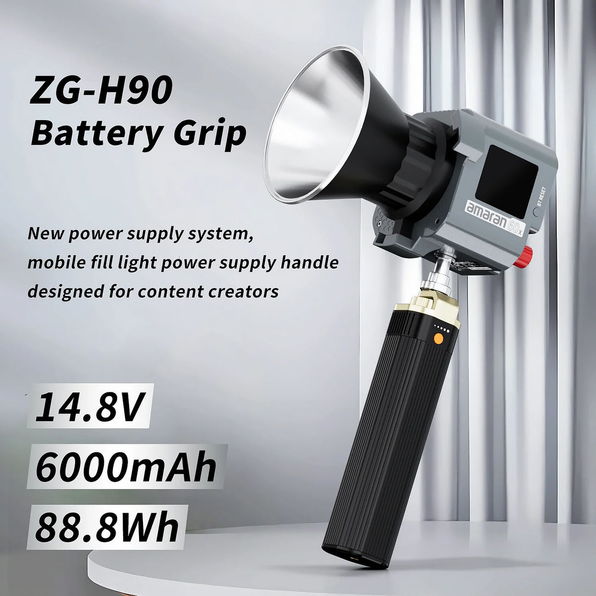 Batería ZGCINE ZG-H90 de empuñadura Handle - puertos y conexiones
