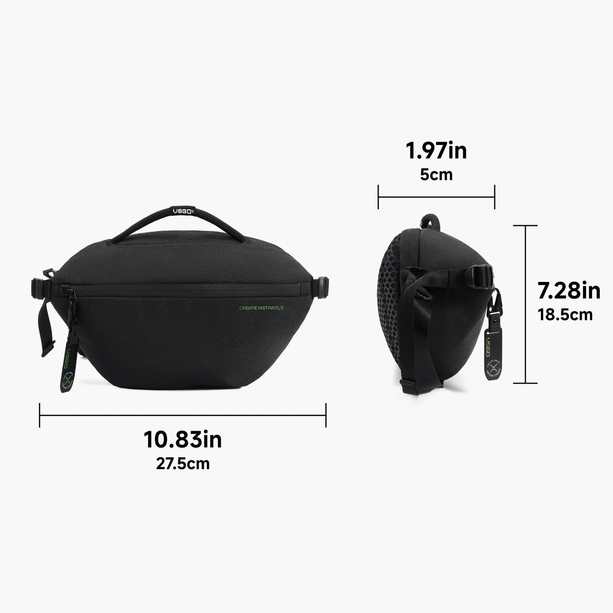 Bolso Bandolera VSGO Negro Snipe Casual Shuttle (Negro, 4L) - detalle