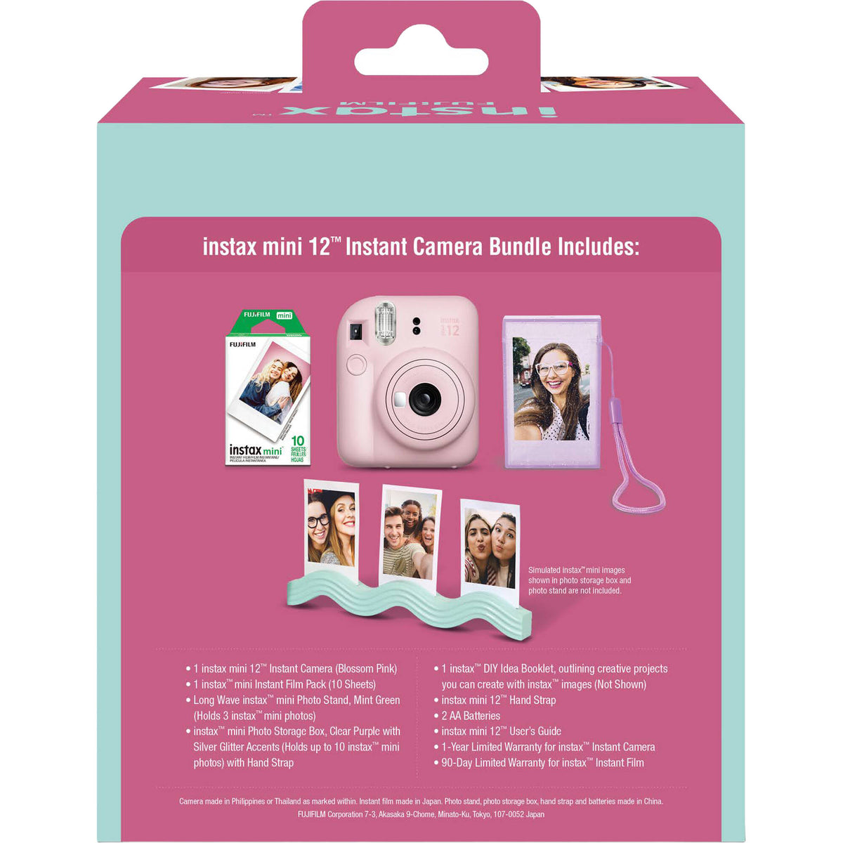 Cámara Analógica Fujifilm instax mini 12 Instant Bundle (Blossom Rosa) - vista lateral