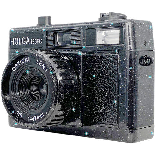 Cámara Analógica Holga 135FC con Flash (Negro con Brillos) - vista trasera