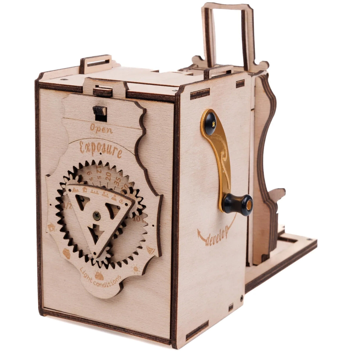 Cámara Analógica JollyLook Pinhole (Madera Natural, Armada) - puertos y conexiones