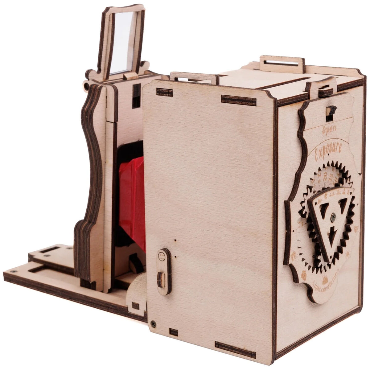 Cámara Analógica JollyLook Pinhole (Madera Natural, Armada) - contenido de la caja