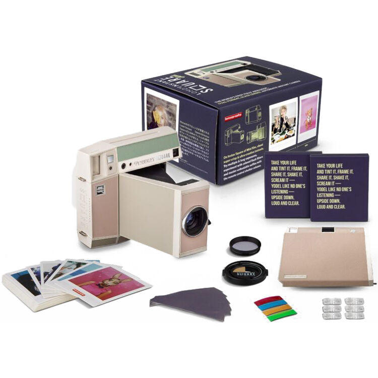 Cámara Analógica Lomography Lomo'Instant Square Glass y Kit de Accesorios (Pemberly) - puertos y conexiones