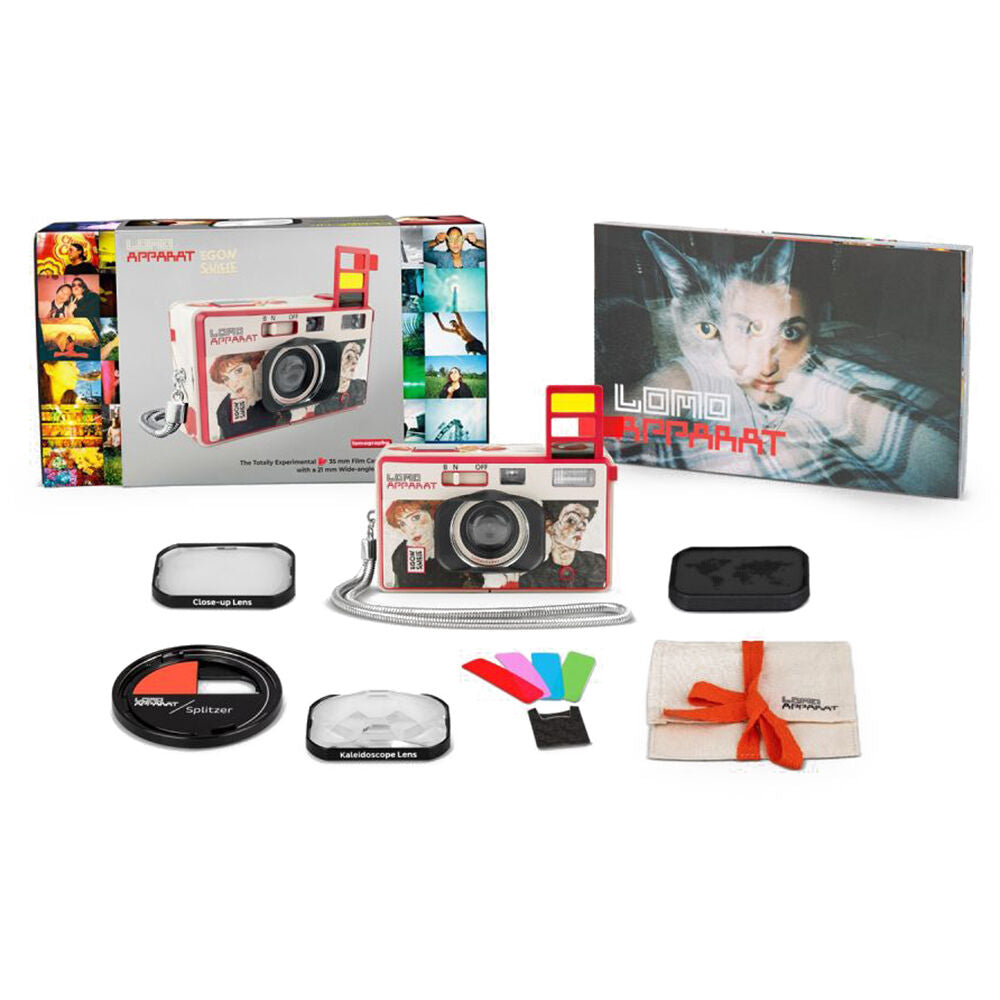 Cámara Analógica Lomography LomoApparat 21mm Gran Angular (Edición Schiele) - contenido de la caja