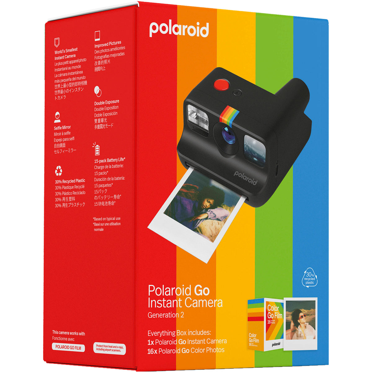 Cámara Analógica Polaroid Go Generation 2 Everything Box (Negro) con Película - vista frontal