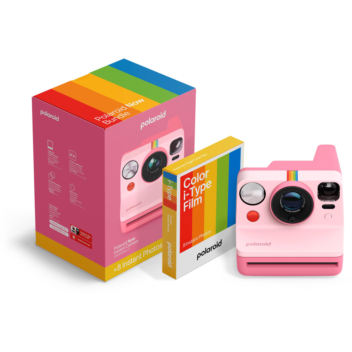 Cámara Analógica Polaroid Now Generation 3 i-Type Set Inicial (Rosa, 8 Exposiciones) con Película - puertos y conexiones