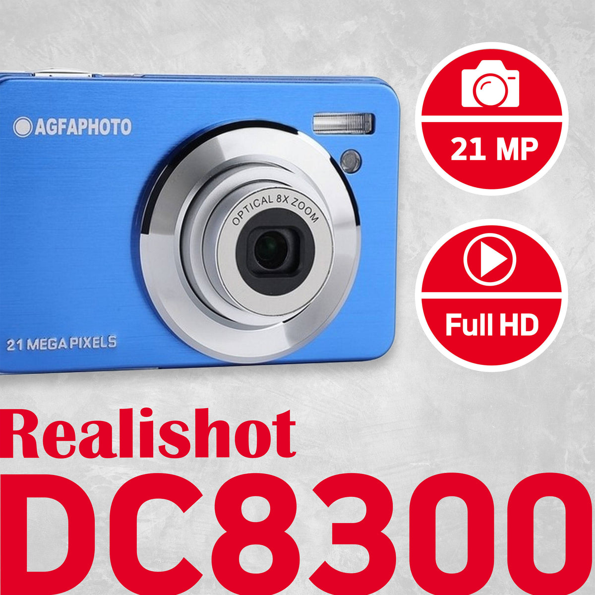 Cámara Digital AgfaPhoto Realishot DC8300 Zoom Óptico 8x Azul - vista lateral