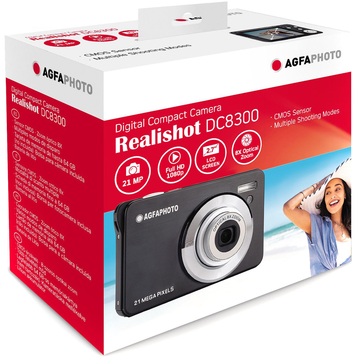 Cámara Digital AgfaPhoto Realishot DC8300 Zoom Óptico 8x Negra - vista lateral