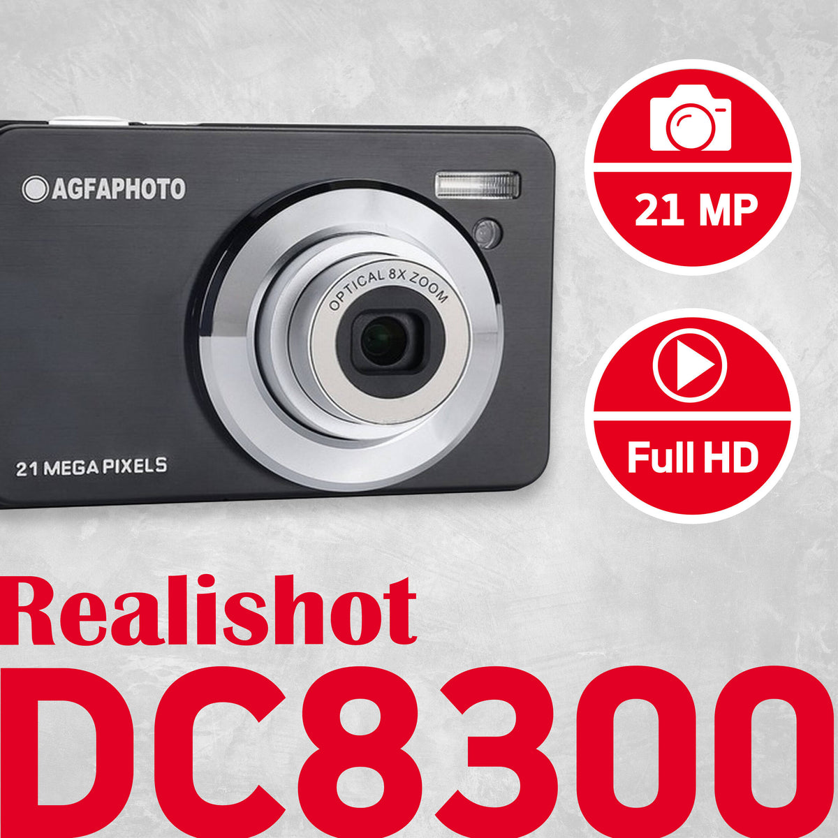 Cámara Digital AgfaPhoto Realishot DC8300 Zoom Óptico 8x Negra - puertos y conexiones