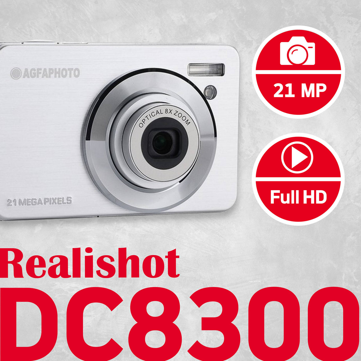 Cámara Digital AgfaPhoto Realishot DC8300 Zoom Óptico 8x Plateada - vista lateral