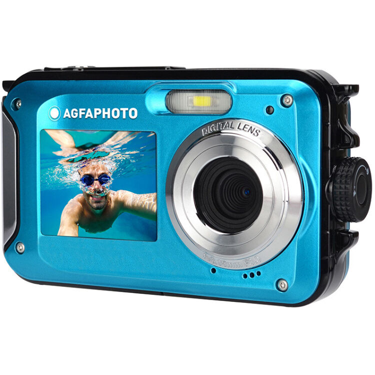 Cámara Digital AgfaPhoto Realishot WP8000 Sumergible Doble Pantalla Azul - vista lateral