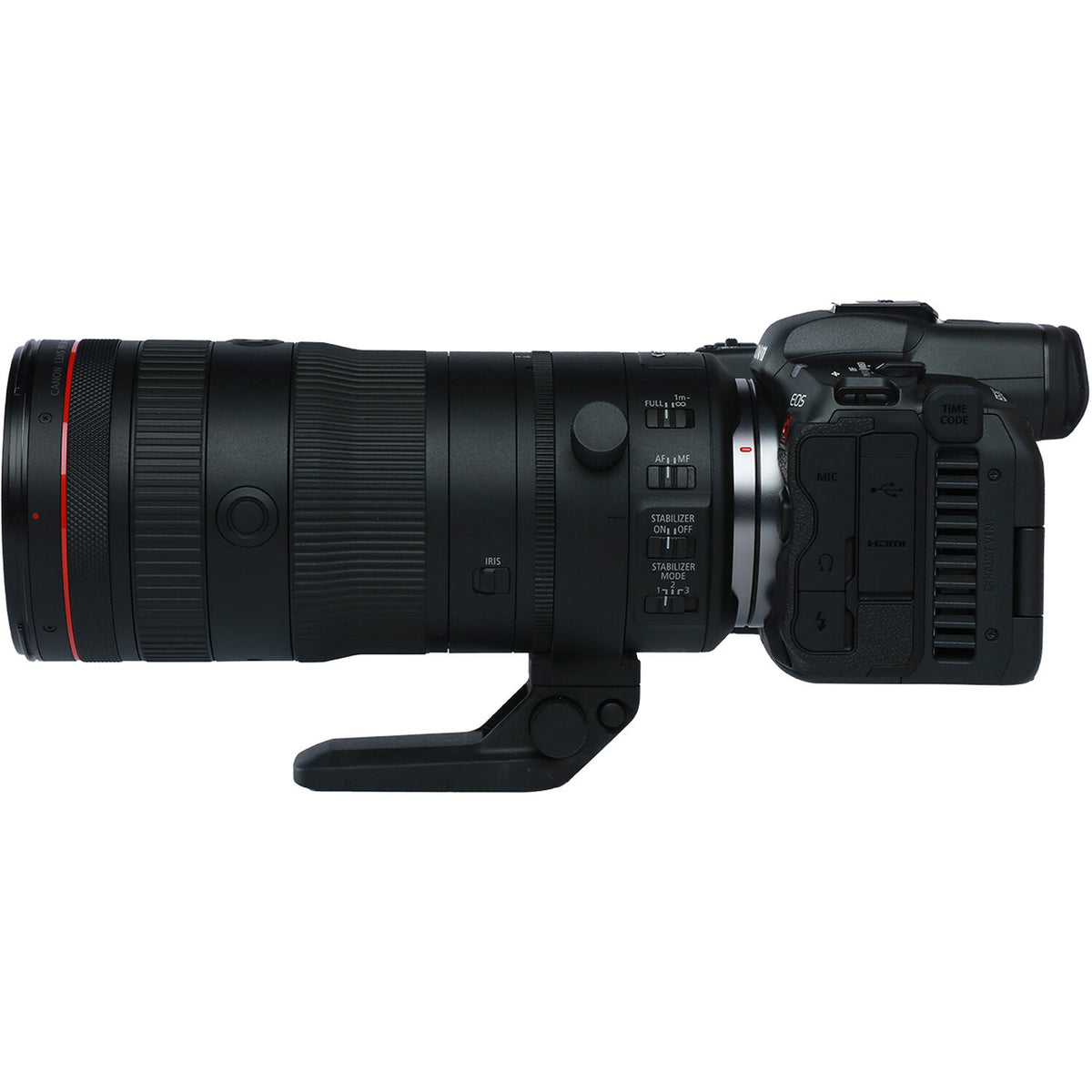 Cámara Digital Canon EOS R5 C Cinema con Lente RF 24-105mm f/2.8L Z - vista lateral