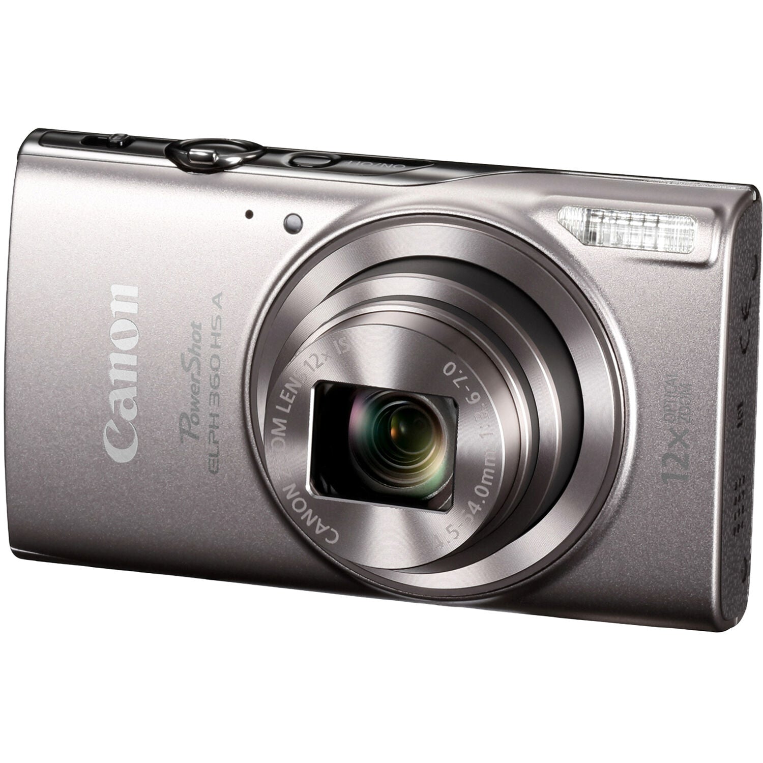 Cámara Digital Canon PowerShot ELPH 360 HS 20.2MP Zoom 12x Plateada - vista lateral